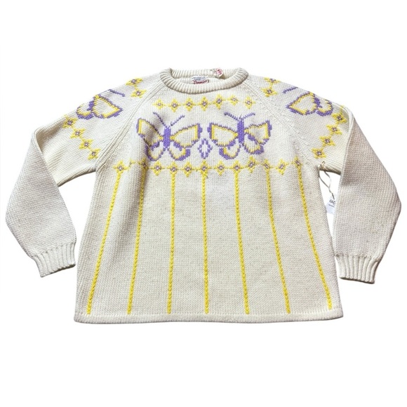 Vintage Acrylic Butterfly Sweater, large - Picture 2 of 9